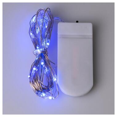 Гірлянда Роса 3 метри на батарейках гнучка 30 LED світлодіодна гірлянда мідний провід Синій (1733018BL) фото №2