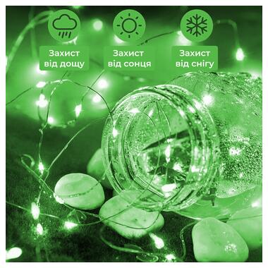 Гірлянда Роса 5 метрів на батарейках гнучка на 50 LED світлодіодна гірлянда мідний провід Зелений (1733025GR) фото №4