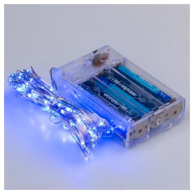 Гірлянда Роса 5 метрів на батарейках гнучка на 50 LED світлодіодна гірлянда мідний провід Синій (1733022BL) фото №2