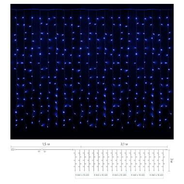 Гірлянда Delux Curtain С 320LED 3х3 м синій/прозорий IP20 (90017999) фото №2