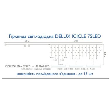 Гірлянда Delux ICICLE 100LED 2x0.7 м Жовтий flash Білий/Чорний IP44 (90015182) фото №4