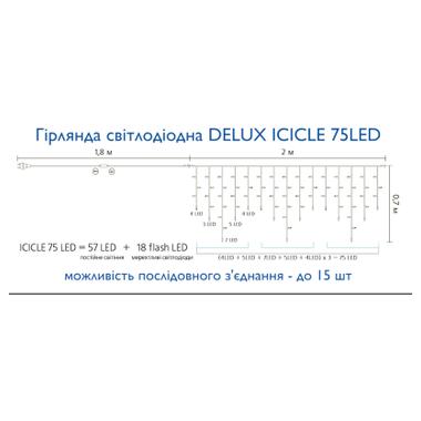 Гірлянда Delux ICICLE 75LED 2x0.7 м Білий flash Жовтий/Чорний IP44 (90015183) фото №4