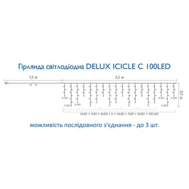 Гірлянда Delux ICICLE С 100 LED 3.2х0.7 м Теплий білий/Прозорий IP20 (90015255) фото №4