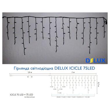 Гірлянда Delux ICICLE 75 LED 2 x 0.7 м IP44 EN Синій/чорний (90016593) фото №3