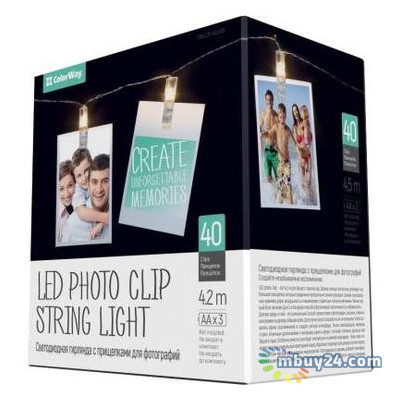 Декоративне прикраса ColorWay 40 LED 4.2м гірлянда з прищіпками (CW-LCP-40L42B) фото №1