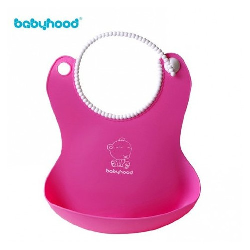 Силіконовий фартух для годування Babyhood рожевий (BH-401P) фото №1