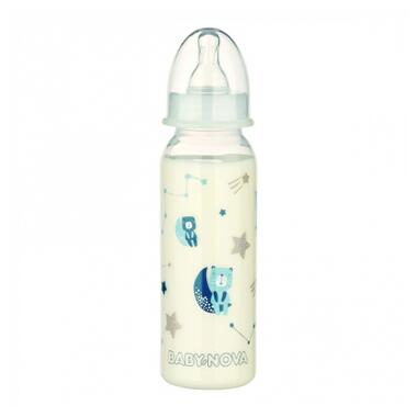 Пляшечка для годування Baby-Nova Декор пластикова для хлопчика нічна 240 мл (3960042) фото №1