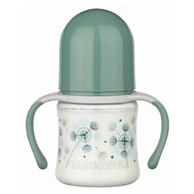 Пляшечка для годування Baby-Nova Декор з широким горлечком та ручками 150 мл зелений (3966384) фото №1