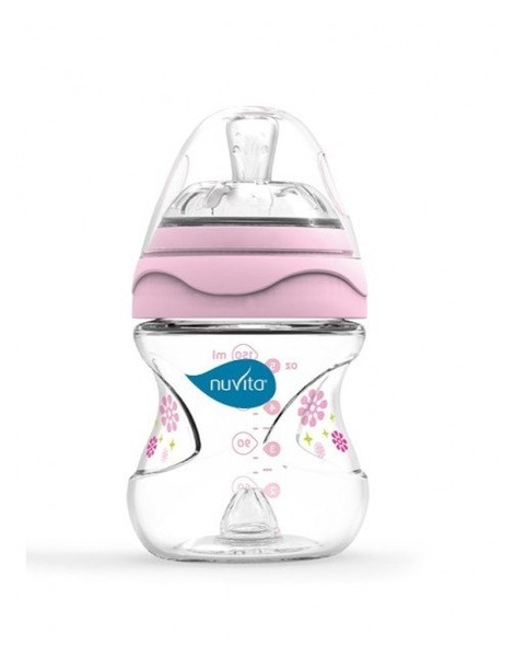 Пляшечка для годування Nuvita Mimic 150 мл 0м Антиколікова, рожева (NV6010Pink) фото №1