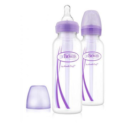 Дитяча пляшечка для годування Dr. Brown's з вузьким шийкою 250 мл колір фіолетовий 2 шт. в упаковці (SB82505-ESX) фото №1
