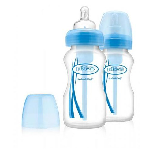 Дитяча пляшечка для годування Dr. Brown's з широкою шийкою 270 мл колір блакитний 2 шт. в упаковці (WB92405-ESX) фото №1