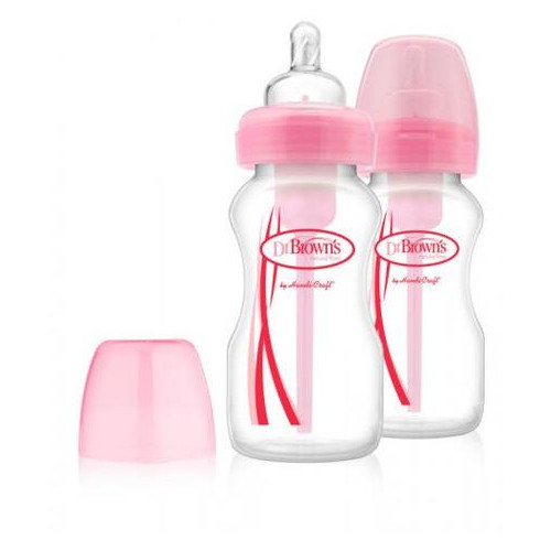 Дитяча пляшечка для годування Dr. Brown's з широкою шийкою 270 мл колір рожевий 2 шт. в упаковці (WB92305-ESX) фото №1