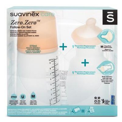 Пляшечка для годування Suavinex набір антиколіковий ZERO.ZERO 270 мл (306423) фото №1