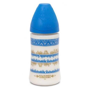 Пляшечка для годування Suavinex кругла соска 3-позиційна Couture 270 мл синя (304147) фото №1