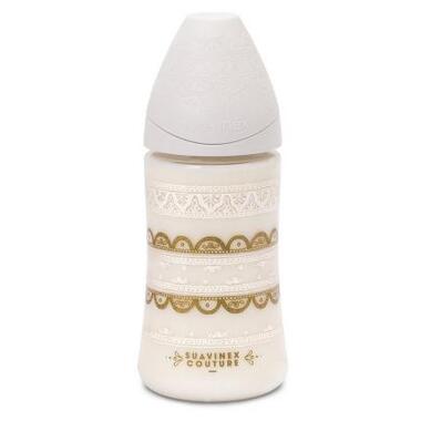 Пляшечка для годування Suavinex кругла соска 3-позиційна Couture 270 мл сіра (304159) фото №1