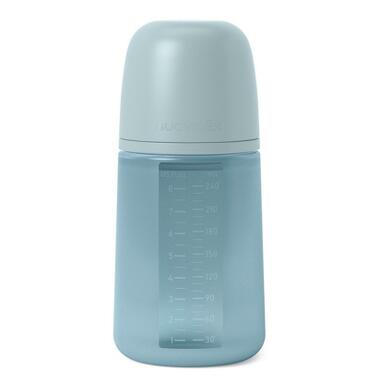 Пляшечка для годування Suavinex Colour Essence силіконова повільний потік 240 мл блакитна (308071) фото №1