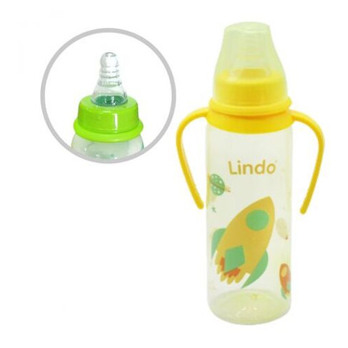 Пляшечка для годування Lindo 250 мл жовта (LI 139) фото №1