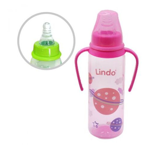 Пляшечка для годування Lindo 250 мл рожевий (LI 139) фото №1
