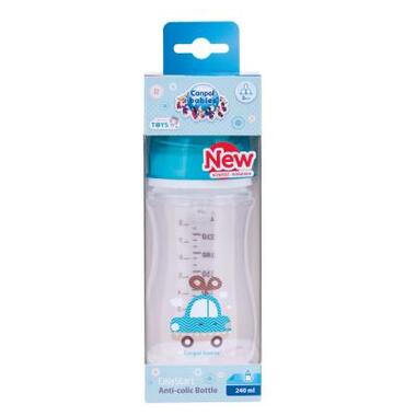 Пляшечка для годування Canpol babies антиколькова EasyStart - Toys з широким отвором 240 мл (35/221_blu) фото №2