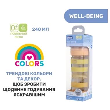 Пляшечка для годування Chicco Well-Being Colors із силіконовою соскою 0м+ 240 мл Помаранчева (28721.31) фото №8