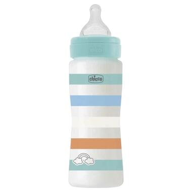 Пляшечка для годування Chicco Well-Being Colors із силіконовою соскою 4м+ 330 мл М'ятна (28637.21) фото №1