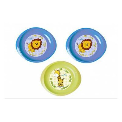 Набір дитячого посуду Nuvita тарілочки 6м 3шт. дрібні сині та салатова (NV1428Blue) фото №1