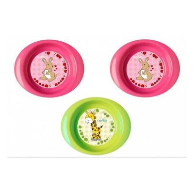 Набір дитячого посуду Nuvita тарілочки 6м 3шт. глибокі рожеві та салатова (NV1422Pink) фото №1