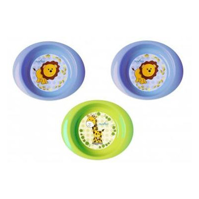 Набір дитячого посуду Nuvita тарілочки 6м 3шт. глибокі сині та салатова (NV1422Blue) фото №1