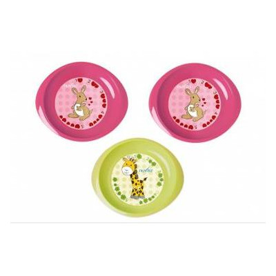 Набір дитячого посуду Nuvita тарілочки 6м 3шт. дрібні рожеві та салатова (NV1428Pink) фото №1