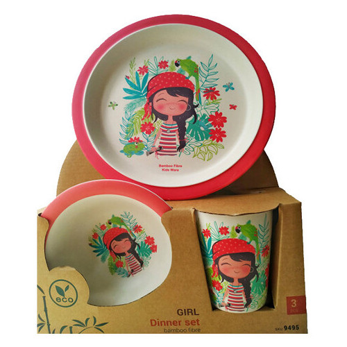 Дитячий набір посуду Fissman FS-9495 3 предмети Червоний фото №1