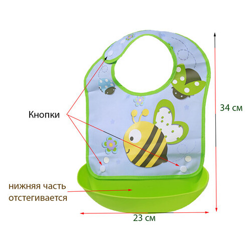 Набір 2LIfe Силіконова ложка з утриманням форми вигину для годування дитини Рожева і слинявчик Бджола (n-802) (JE73n-802) фото №2