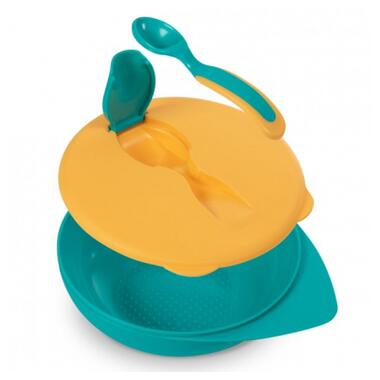 Набір дитячого посуду Baboo тарілочка глибока з кришкою та ложечкою помаранчева (90593) фото №2
