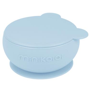 Тарілка дитяча MinikOiOi Bowly глибока з кришкою на присосці Mineral Blue (101080003) фото №1