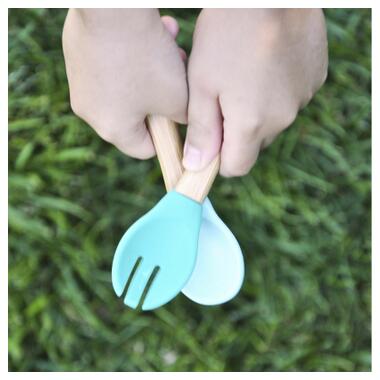 Набір дитячого посуду MinikOiOi Dig In - Bubble Beige ложка та виделка силіконові (101060060) фото №7