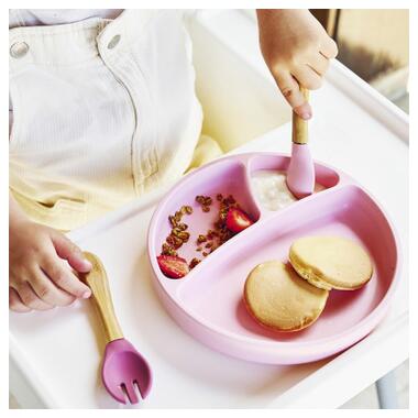 Набір дитячого посуду MinikOiOi Dig In - Bubble Beige ложка та виделка силіконові (101060060) фото №4