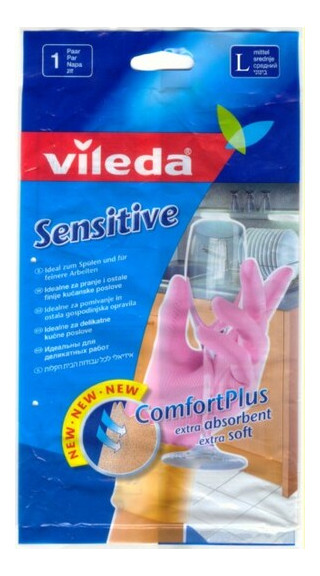 Рукавички господарські Vileda Sensitive ComfortPlus L Латекс (4003790006890) фото №1