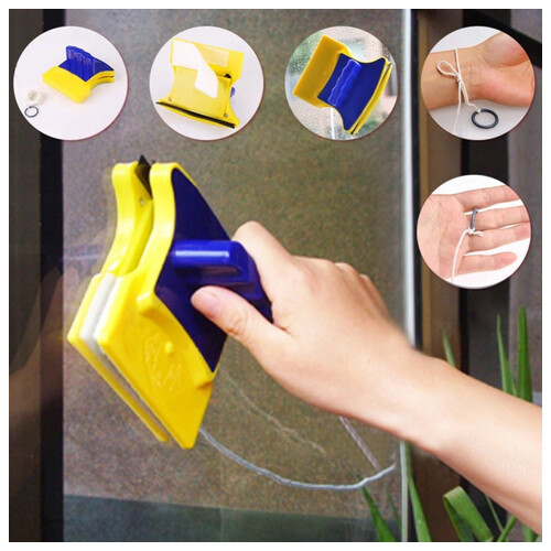 Магнітна щітка для миття вікон із двох боків Magnetic Double-side Cleaner 40 мм зі страхувальним шнуром.  Magnetic фото №1