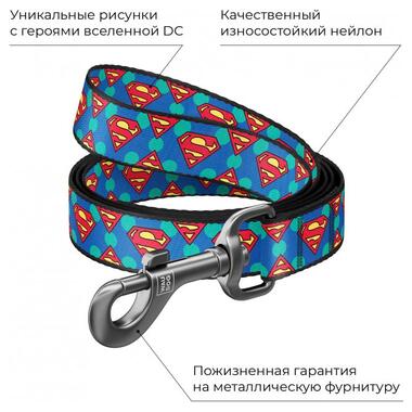 Повідець для собак нейлоновий Waudog Nylon Супермен Логотип 15 мм x 122 см (0115-2006) (4823089326702) фото №3