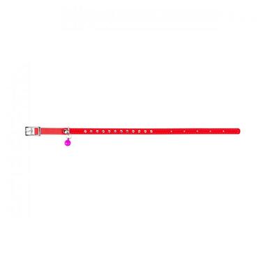 Нашийник WAUDOG GLAMOUR з резинкою, клей.стразами для кішок (ширина 9мм, довжина 22-30см) червоний (32543) (2032543000009) фото №3