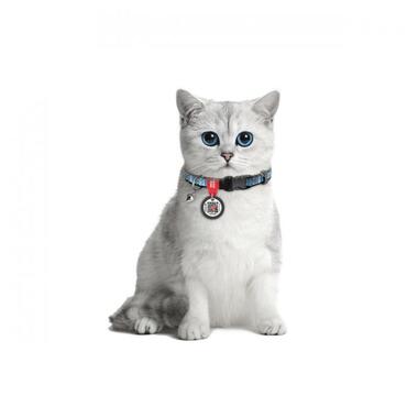 Нашийник для котів нейлоновий WAUDOG Nylon c QR паспортом, малюнок Етно синій, пластиковий фастекс, Ш 10 мм, Дл 20-30 см (5266) (4823089324678) фото №2