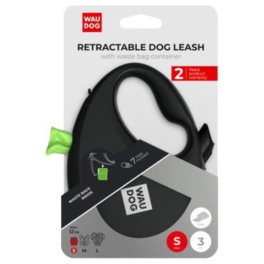 Повідок для собак WAUDOG R-leash з контейнером для пакетів S до 12 кг 3 м чорний (26281) фото №6