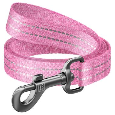 Повідок для собак WAUDOG Re-cotton світловідбивний L-XXL Ш 25 мм Д 150 см рожевий (40167) фото №1