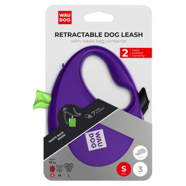 Повідок для собак WAUDOG R-leash з контейнером для пакетів S до 12 кг 3 м фіолетовий (26279) фото №5