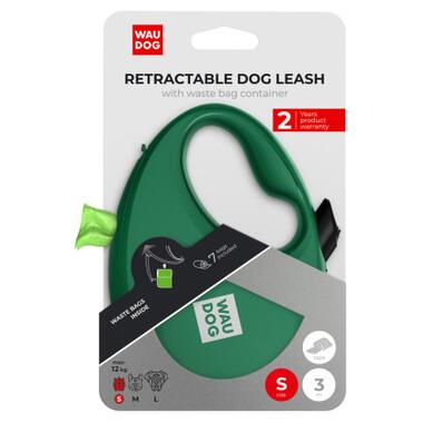 Повідок для собак WAUDOG R-leash з контейнером для пакетів S до 12 кг 3 м зелений (262718) фото №5