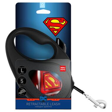 Повідець-рулетка для собак WAUDOG R-leash, малюнок Супермен Логотип, L, до 50 кг, 5 м, світловідбивна стрічка чорний (8126-1012-01) (4823089324302) фото №2