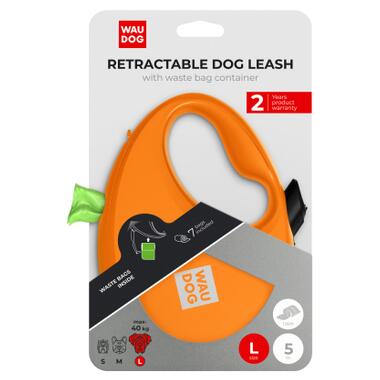 Повідок для собак WAUDOG R-leash з контейнером для пакетів L до 40 кг 5 м помаранчевий (26294) фото №17