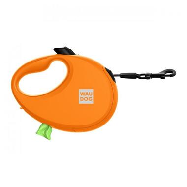 Повідок для собак WAUDOG R-leash з контейнером для пакетів L до 40 кг 5 м помаранчевий (26294) фото №1