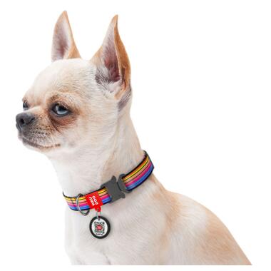Нашийник для собак нейлоновий WAUDOG Nylon c QR паспортом, малюнок Лінія 1, металева пряжка-фастекс, Ш 15 мм, Дл 25-35 см (5152) (4823089321677) фото №3