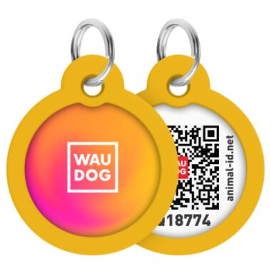 Адресник для тварин WAUDOG Smart ID з QR паспортом Градієнт помаранчевий коло 25 мм (225-4035) фото №1