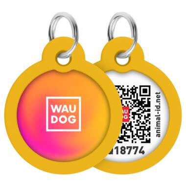 Адресник для тварин WAUDOG Smart ID з QR паспортом Градієнт помаранчевий коло 30 мм (230-4035) фото №1